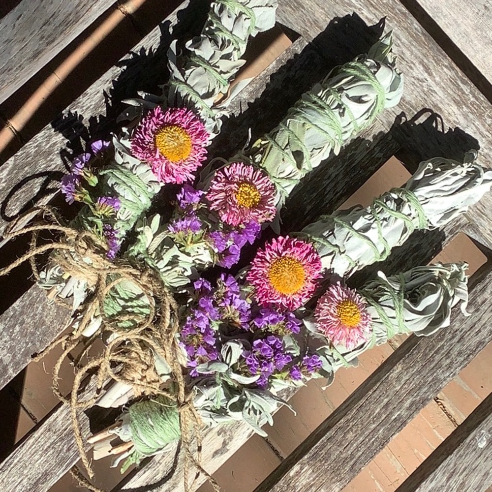 White Sage Pink Purple 9” Organic 1 Stick Boho Home Decor Eco Friendly Smudge - Picture 11 of 14